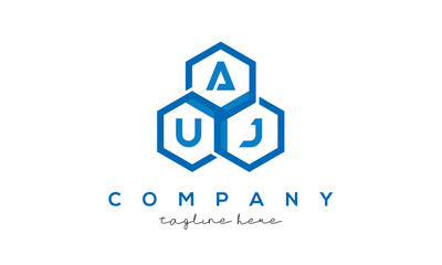 AUJ three letters creative polygon hexagon logo