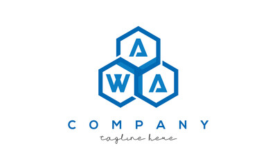 AWA three letters creative polygon hexagon logo - obrazy, fototapety, plakaty