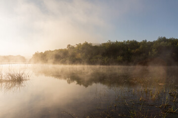 Fototapeta premium Beautiful river in misty morning.