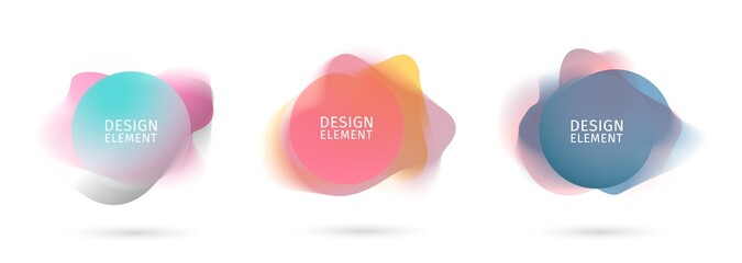 Set of abstract modern graphic elements. Dynamical colored forms and line. Gradient abstract banners with flowing liquid shapes. Template for the design of a logo, flyer or presentation. Vector.