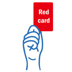 レッドカードを出した手のイラスト　サッカー　警告　白バック　red card