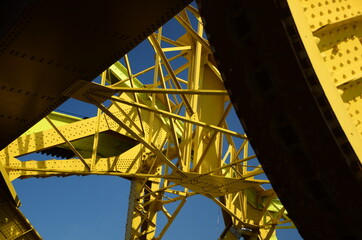 Fototapeta premium mid century brutalist industrial architecture, steel section Scherzer Rolling Bascule Bridge