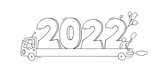 2022 Happy New Year concept with cars