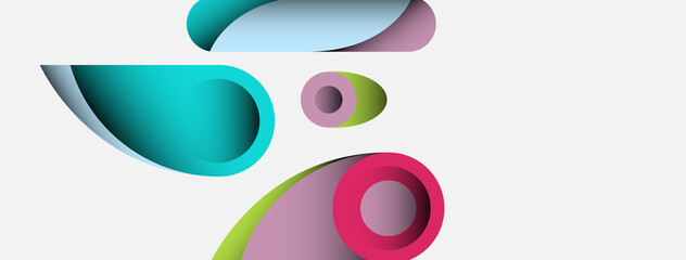 Obraz premium Abstract background. Minimal geometric circles and round style shapes with deep shadow effects. Trendy technology business template for wallpaper banner or background