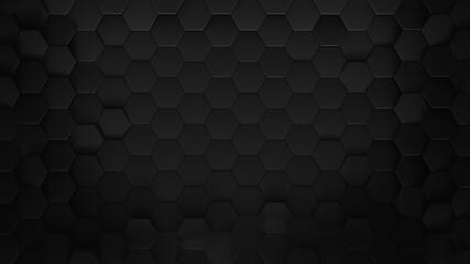 Black hexagonal honeycomb background 3D render - 461210807