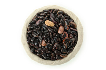 Bowl of black bean isolated on white background