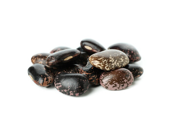Handful of black beans isolated on white background