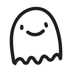 Cute doodle ghost character. Happy Halloween ghost cartoon vector illustration. Party card invitation print