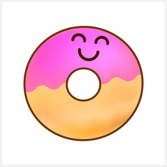 Doodle doughnut icon isolated on white. Food sticker. Logo design. Vector stock illustration. EPS 10