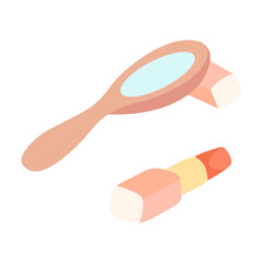 The Lipstick Icon in cartoon style. Female Beauty Products for Lip Makeup Pictogram Pomade with Cap Icon. Cosmetic Balm for the lips Isolated Vector Illustration.