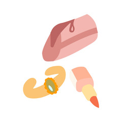 Pink lipstick is isolated on white; a vector icon with a simple cartoon style illustration.Great as a logo!