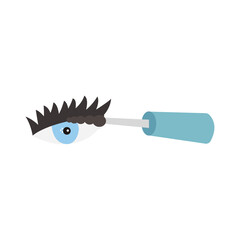 Cosmetic makeup eye mascara in an isolated vector illustration and flat design over a white background.