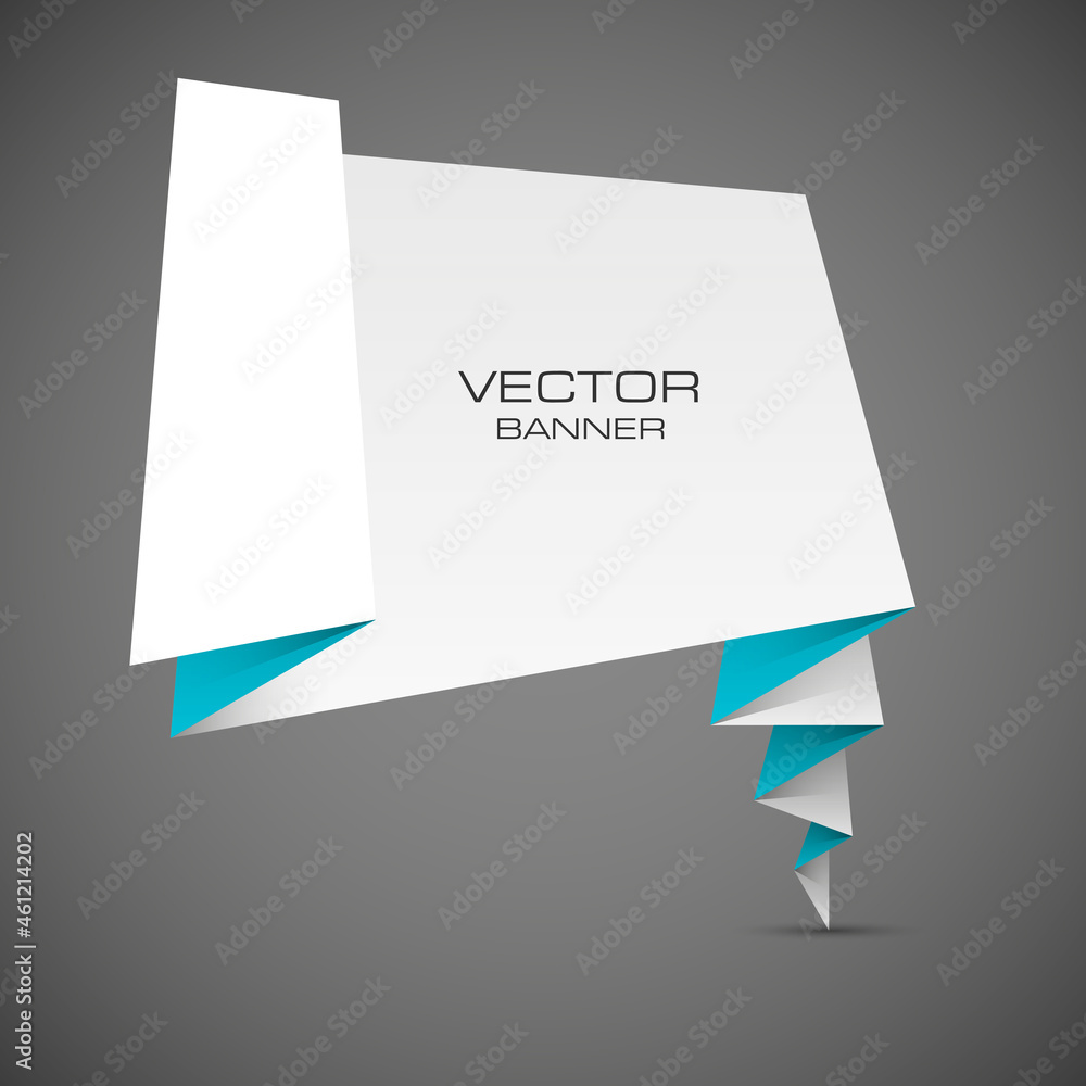 Poster origami colorful banner. label to place text. crumpled paper icon. folded zigzag tag. banners set. t