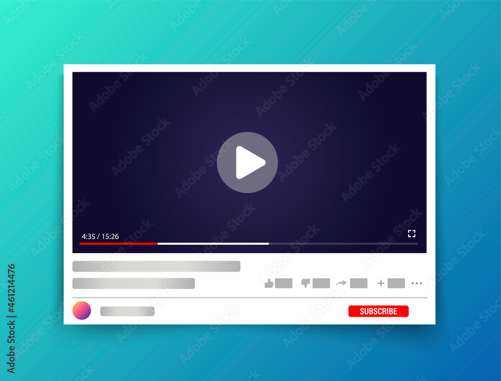Aufkleber mock-up interface video channel. software window template of video player. web design asset. video c