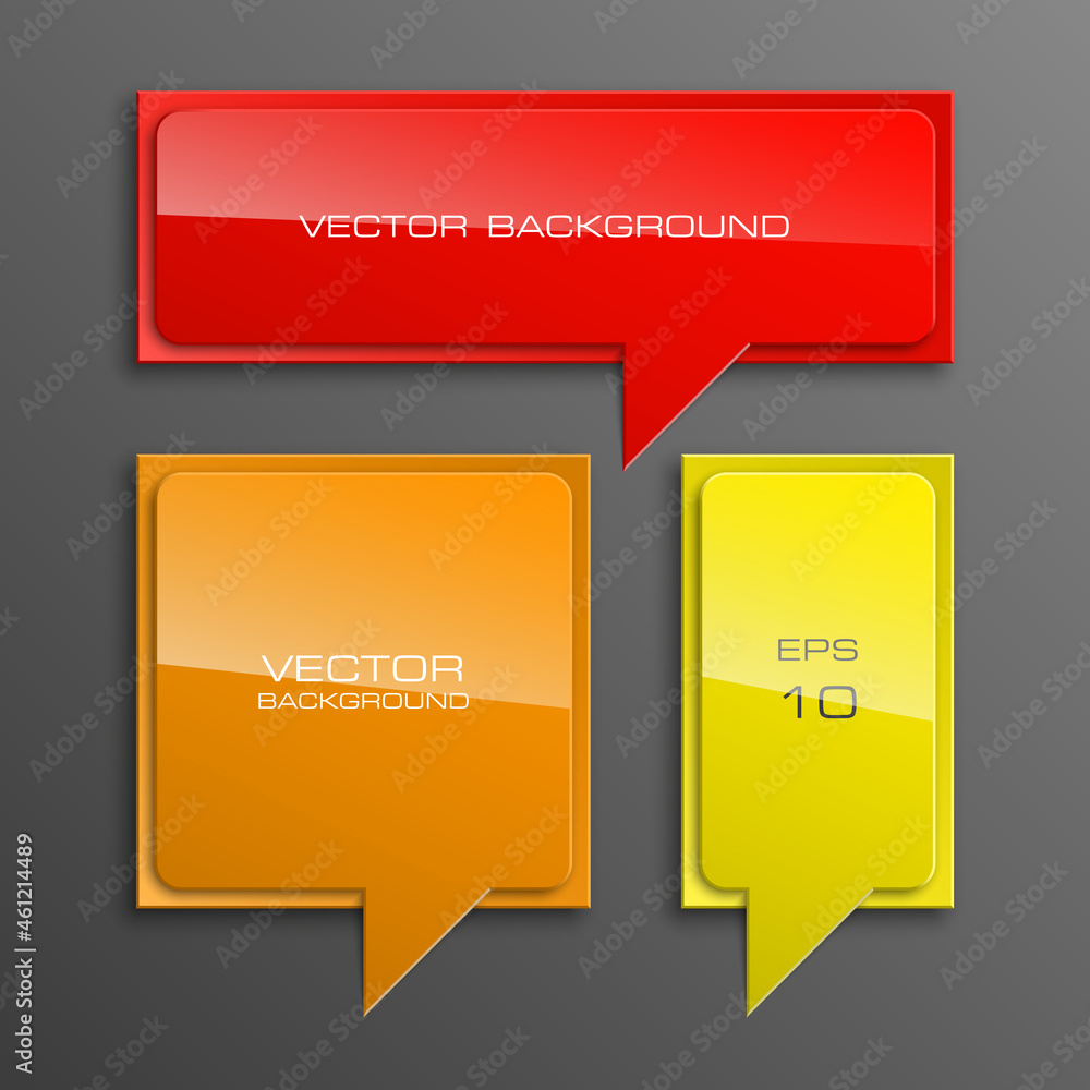 Poster Colloquial cloud on a rectangular background. Square banner. Three speech bubbles. Abstract vector banner. Design shape. Rectangle form.