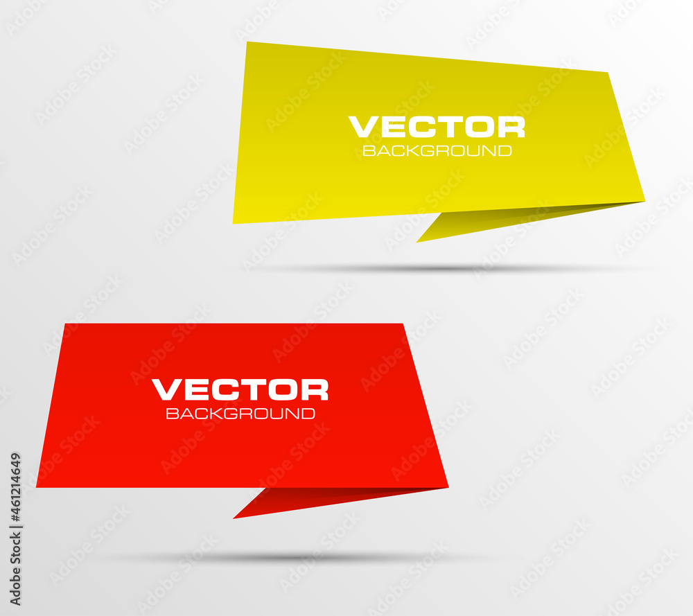 Poster origami vector banner. the original form as two form, overlapping. the flat image. advertising desig