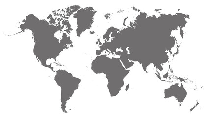 vector gray world map on white background