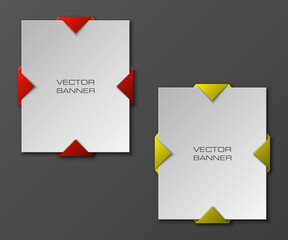 Vector banner. The original form as two form, overlapping. The flat image. Advertising Design shape. Vector label tag.