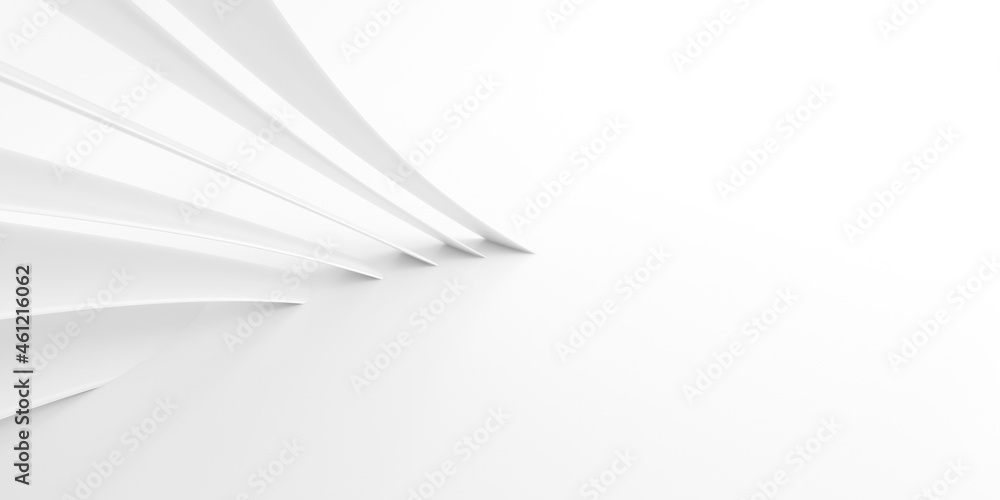 Poster abstract of white lines background, minimal dynamic shape, 3d rendering.