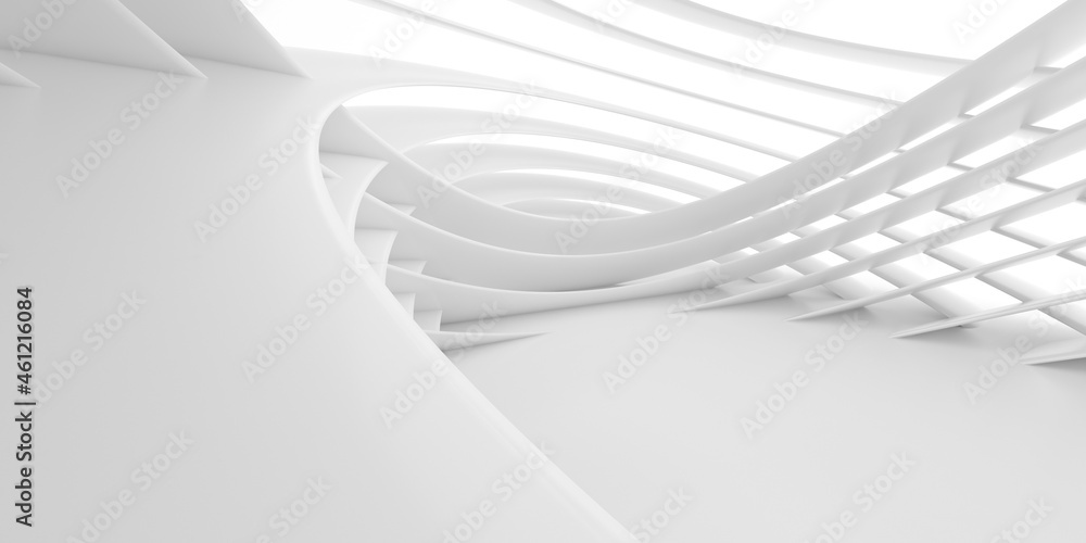 Poster Abstract of white lines background, Minimal dynamic shape, 3d rendering.