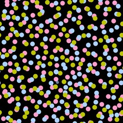 Seamless pattern with confetti on black background 