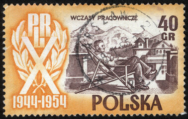 Postage stamps of the Poland. Stamp printed in the Poland. Stamp printed by Poland.
