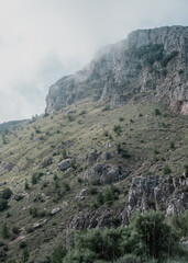 Landscape with big mountains and clouds