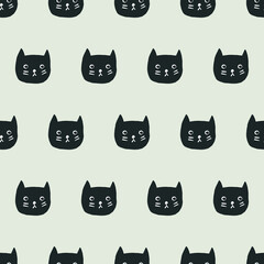 seamless pattern, hand drawn cat motif art surface design for fabric scarf tiles and decor