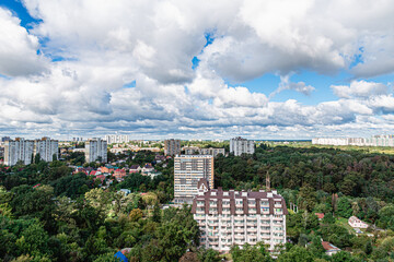 Naklejka na ściany i meble Kyiv, Ukraine. Landscape alley in Kiev city. Aerial drone view.