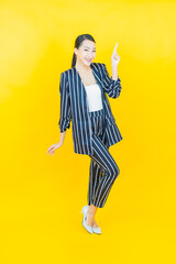 Portrait beautiful young asian woman smile with action