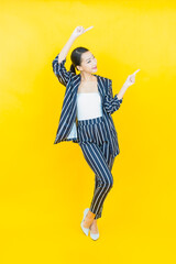 Portrait beautiful young asian woman smile with action