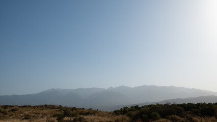 scenic view on the mountains of Crete, with haze