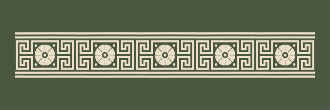 Ancient green Greek vector ornamental brushes set