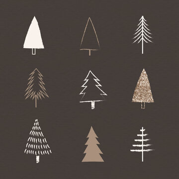 Christmas elements on brown background vector