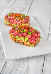 Tuna and salmon tartare