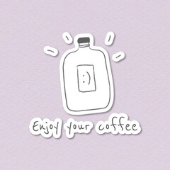 Cold brew coffee bottle doodle style vector