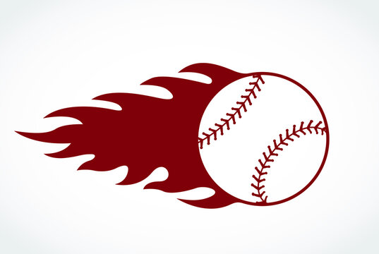 baseball ball with fire flame sport logo design