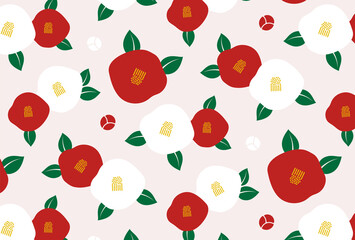 seamless pattern with camellia flowers for banners, cards, flyers, social media wallpapers, etc.