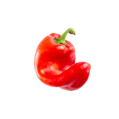 Sweet bell pepper isolated on white background. Ugly food.