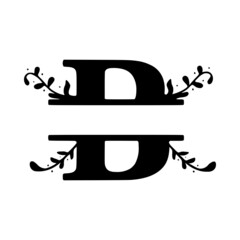 Letter b decorative floral personalized monogram, name initial clip art
