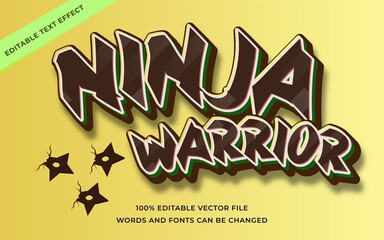 Ninja warrior editable text effect for illustrator, 3D text effect