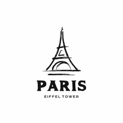 Dry Ink Brush Eiffel Tower logo design