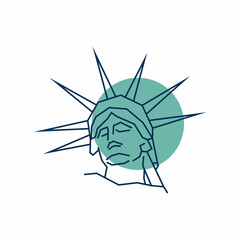 Line art Statue of Liberty logo design template. Liberty statue vector illustration