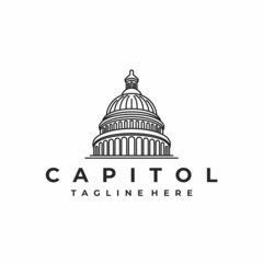 Line art Capitol dome logo design inspiration - Capital logo design vector illustration