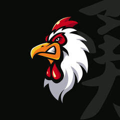 angry head mascot of Chicken, concept style for  logo, badge, emblem and t shirt printing

