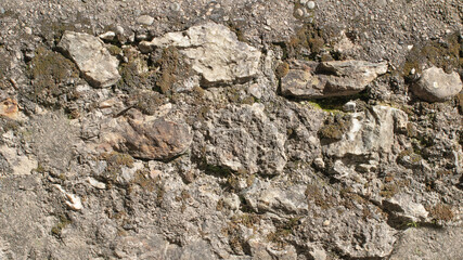 Old stone wall texture not size yellow orange cement joint for background, wallpaper, material for texture 3D