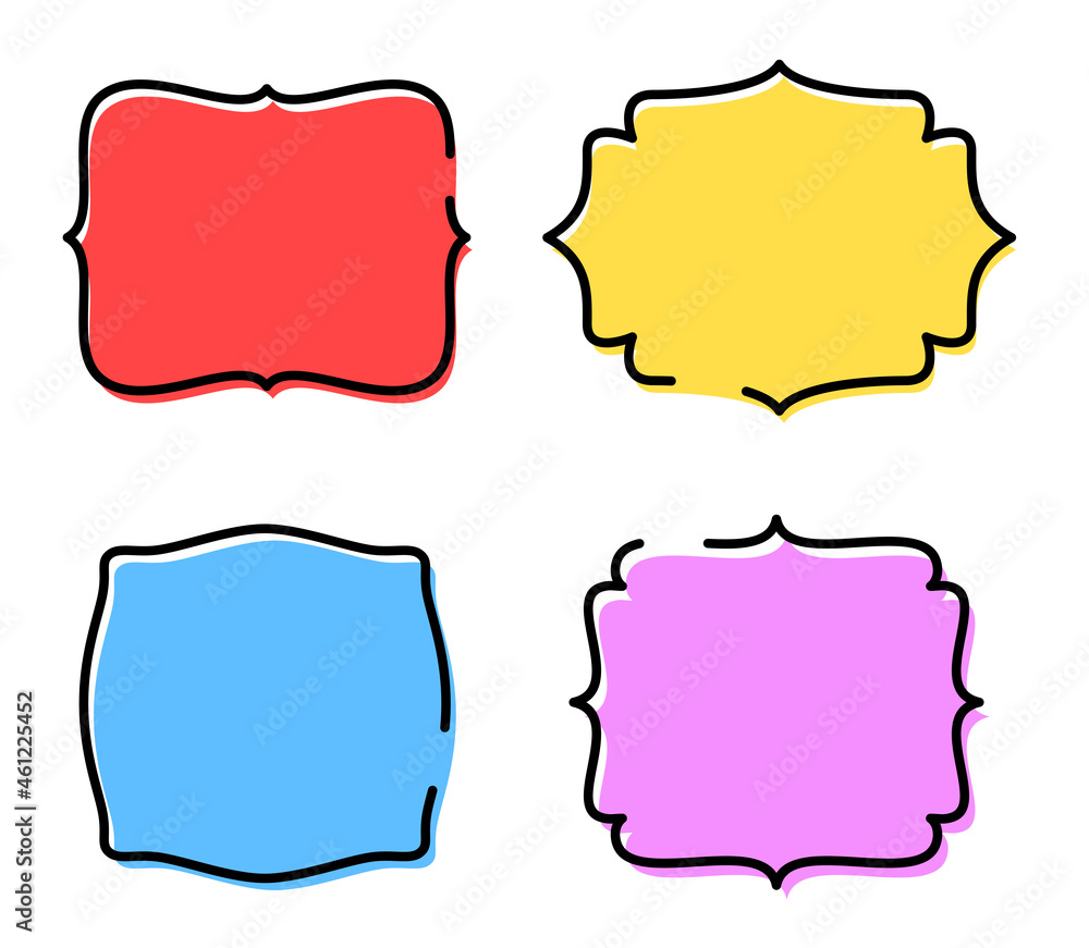Poster set of single line drawn empty speech bubbles.