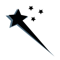 Vector design of shooting star logo illustration, comet with stars, for use on web or for tattoo.