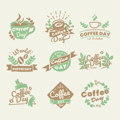 International coffee day logo vector set