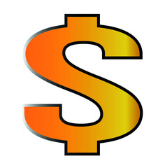 dollar sign icon, vector icon for website design, app. In yellow color on white background 